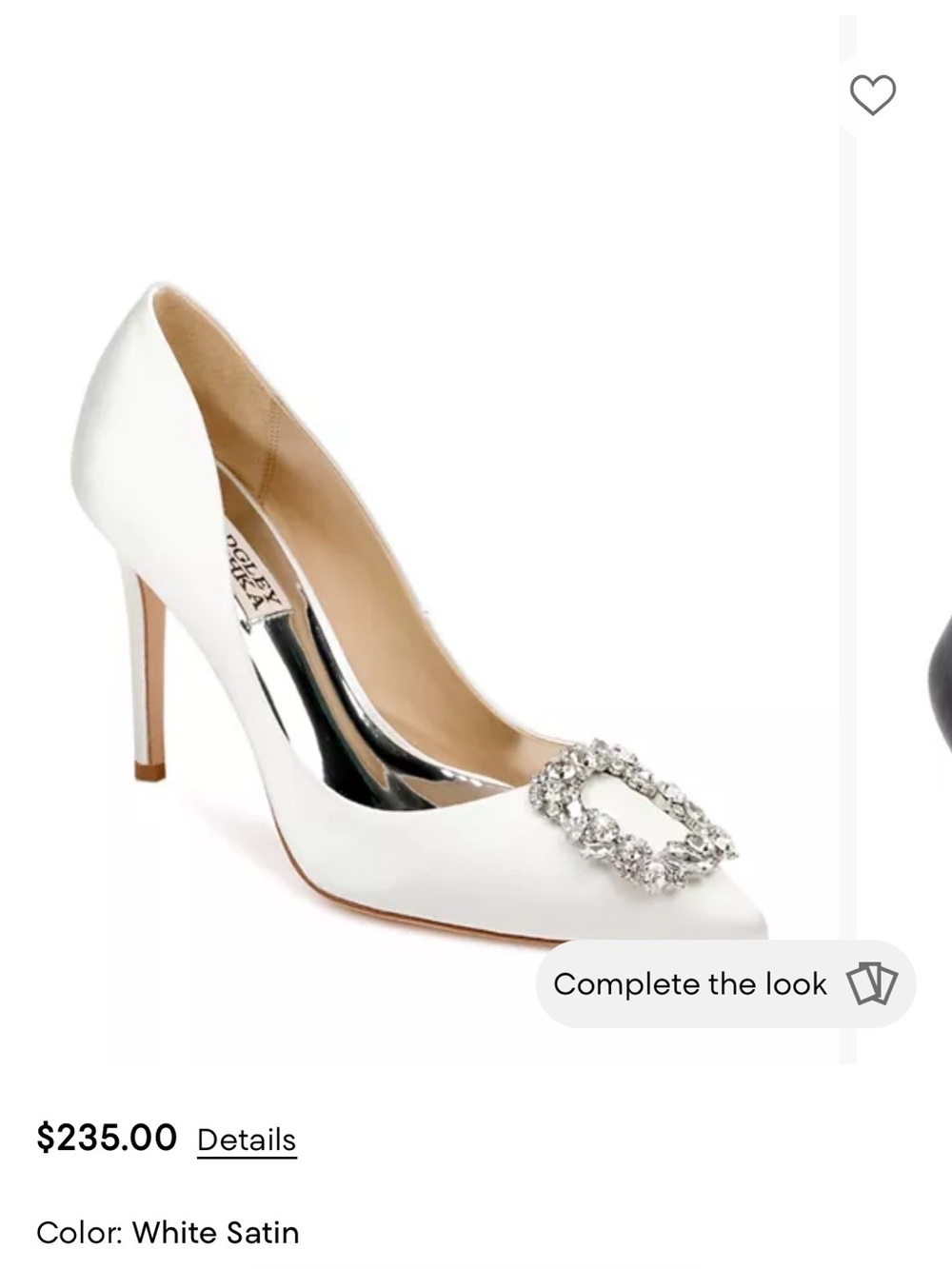 Badgley Mischka Ivory Satin Pointed Toe Heels with Crystal Buckle- no box - Picture 2 of 7